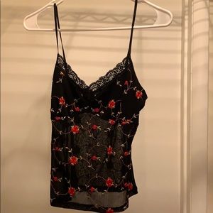 Toomi black top with red roses